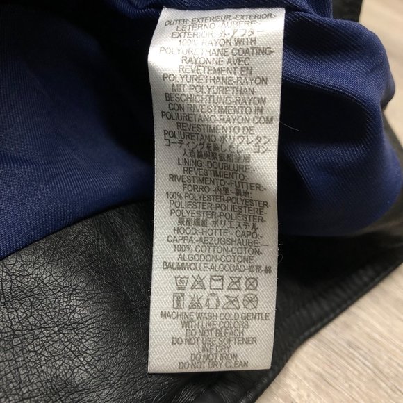 Free People Vegan Leather Jacket Women's Size Medium Black Moto Hooded Coat - Picture 11 of 12